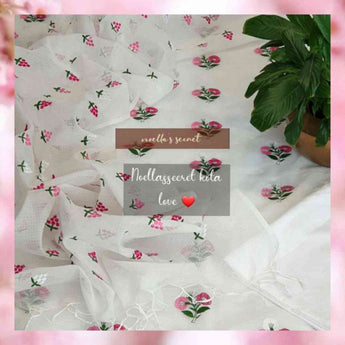 Beautiful White Fairy Floral Kota Embroidered🎀 - Noella Secret