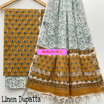 Cotton Suit With Linen Duppatta