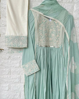 MULMUL SHIRT WITH EMBROIDERED DUPATTAA